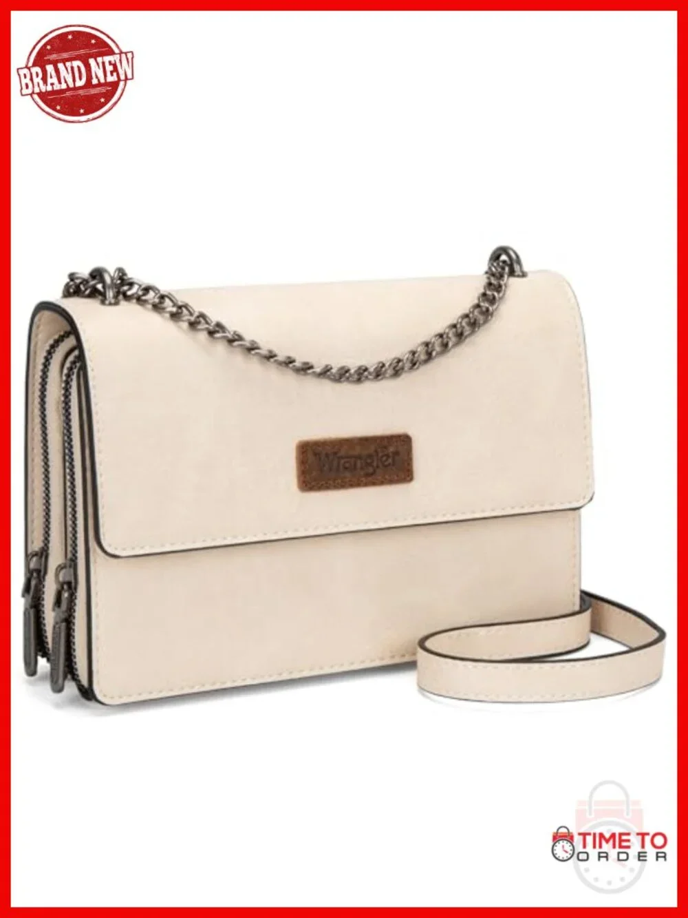 Vegan Leather Flap Crossbody Purse with Chain Strap Shoulder Bag